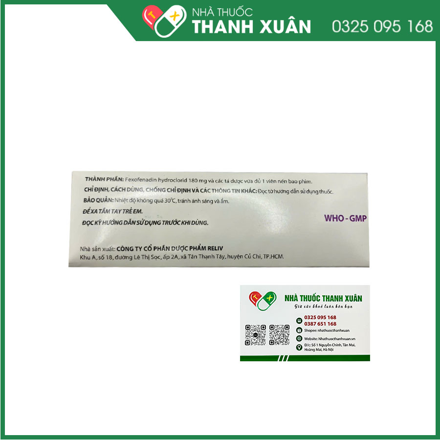 Bixofen 180mg điều trị viêm mũi dị ứng, mẩn ngứa, mày đay